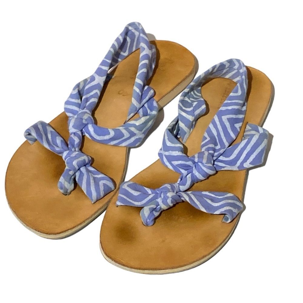 Fresh Produce By Coocobelle Blue Fabric Wrap Sandals Women's Size 40 (EU)
